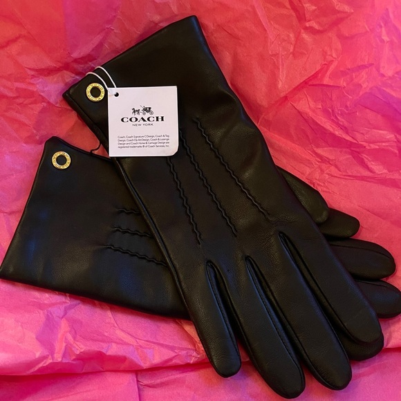 NWT Authentic Coach 100% Sheep Leather Gloves Sz 8 - Picture 2 of 9